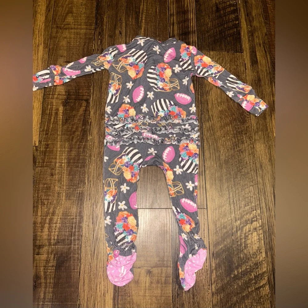Posh Peanut Baby Girl Football Floral Footed Sleeper Size 3-6 Months